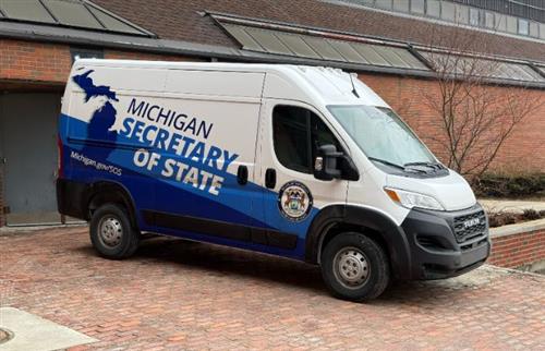  SOS Mobile Unit Van parked outside of FDR High School